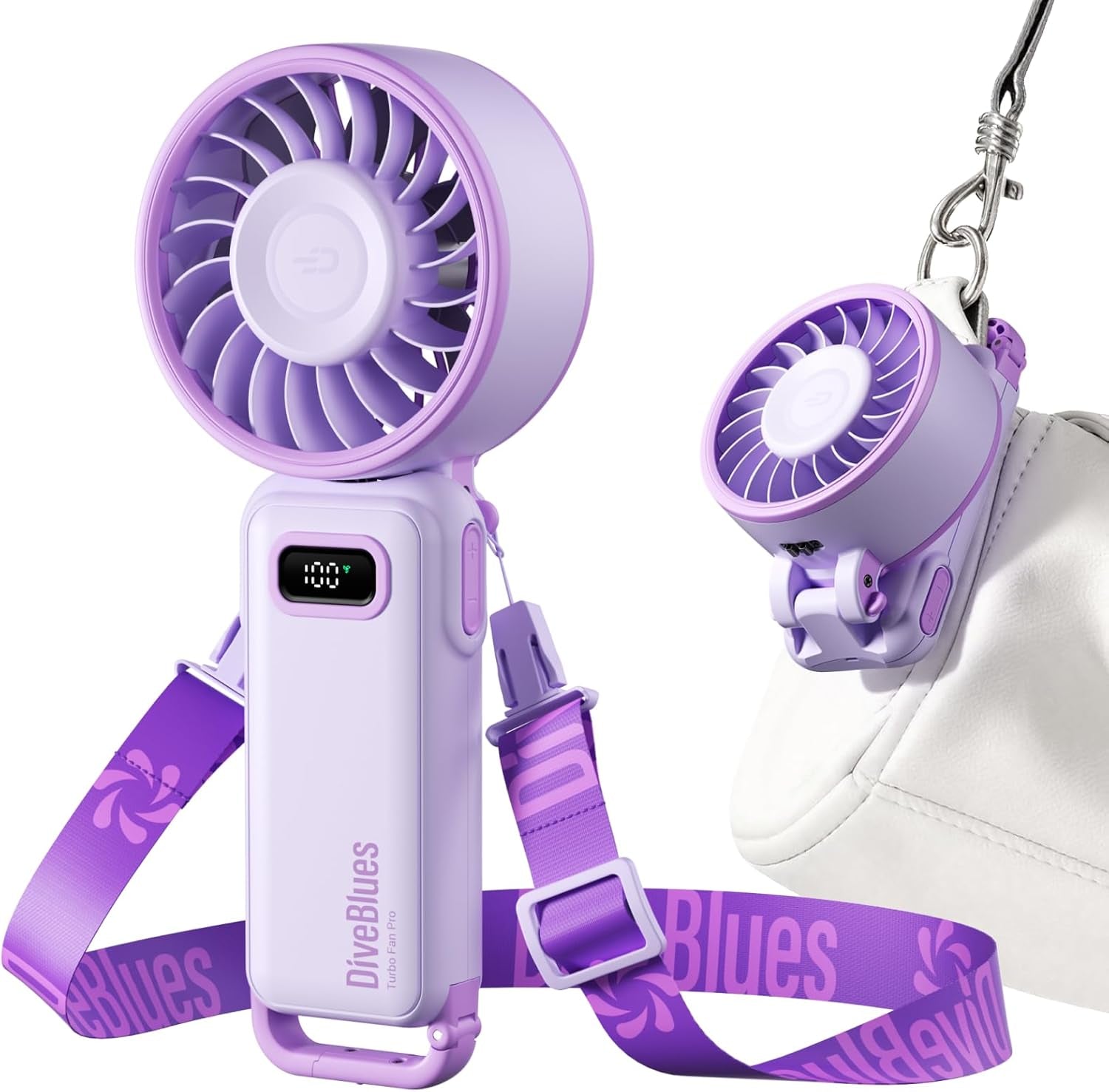 - Ventilateur Portable Compact Et Élégant Avec Batterie - Usage Main, Bureau, Cou Ou Pliable - Ventilation Jusqu'À 12 Heures - Idéal Pour Bureau, Voyage, Plage, Camping