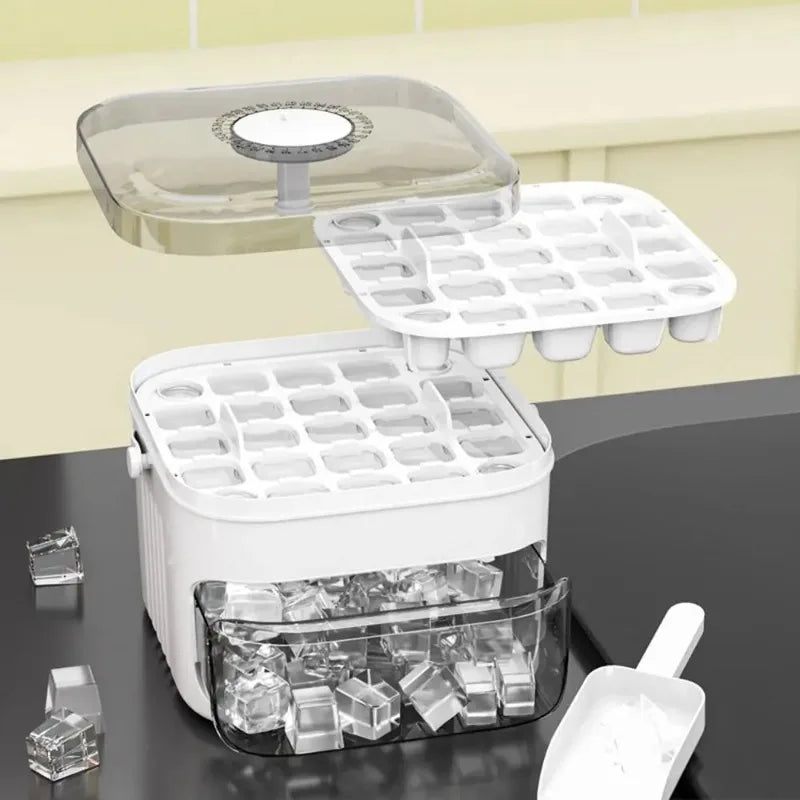 50-Cube Ice Machine Large-Capacity Double-Layer Ice Cube Machine with Easy-To-Press Lid Reusable Food Grade Ice Cube Mold