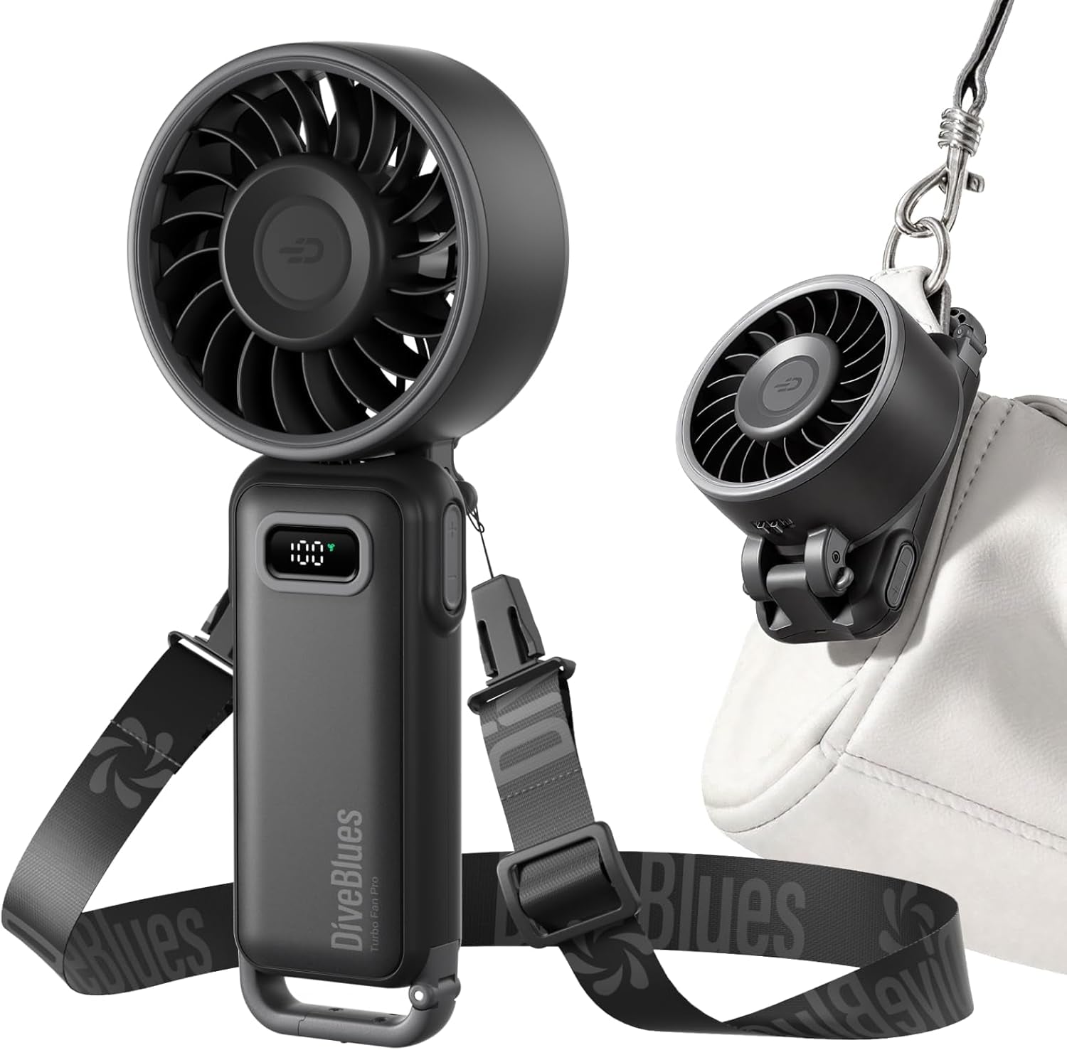 - Ventilateur Portable Compact Et Élégant Avec Batterie - Usage Main, Bureau, Cou Ou Pliable - Ventilation Jusqu'À 12 Heures - Idéal Pour Bureau, Voyage, Plage, Camping