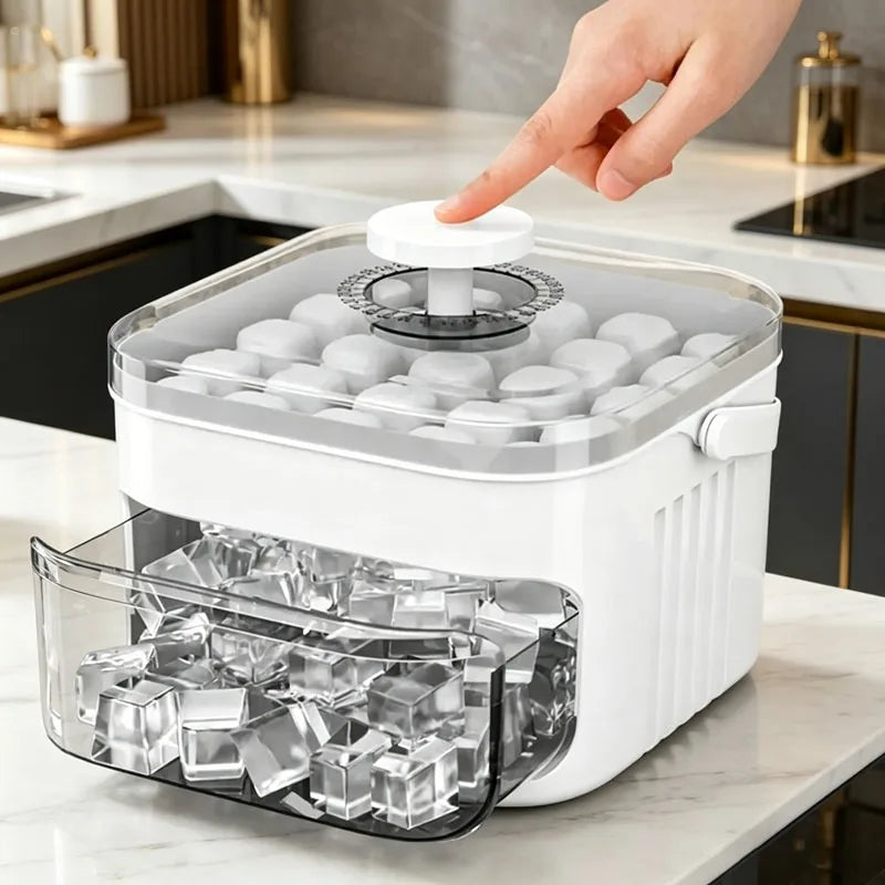 50-Cube Ice Machine Large-Capacity Double-Layer Ice Cube Machine with Easy-To-Press Lid Reusable Food Grade Ice Cube Mold